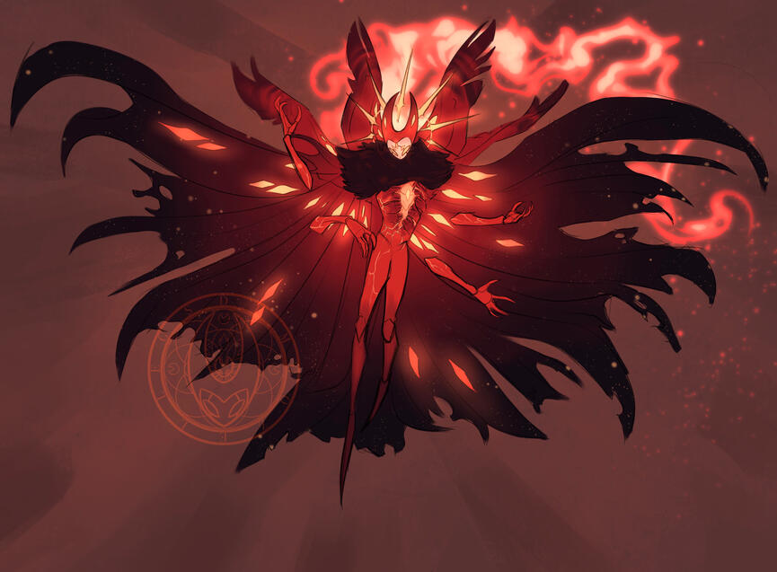 Eternal Flame A mashup design of the Radiance and the Nightmare King from Hollow Knight.