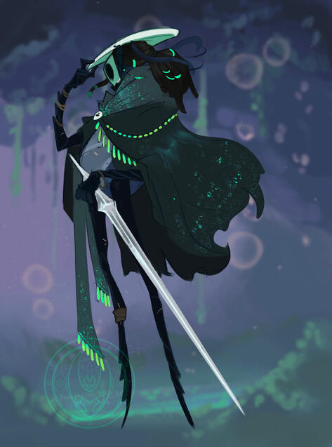 My design for Quirrel from Hollow Knight.